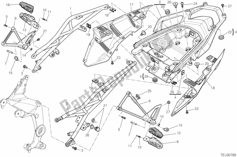 Alle onderdelen voor de Achterframe Comp. Van de Ducati Multistrada 1200 ABS Thailand 2014